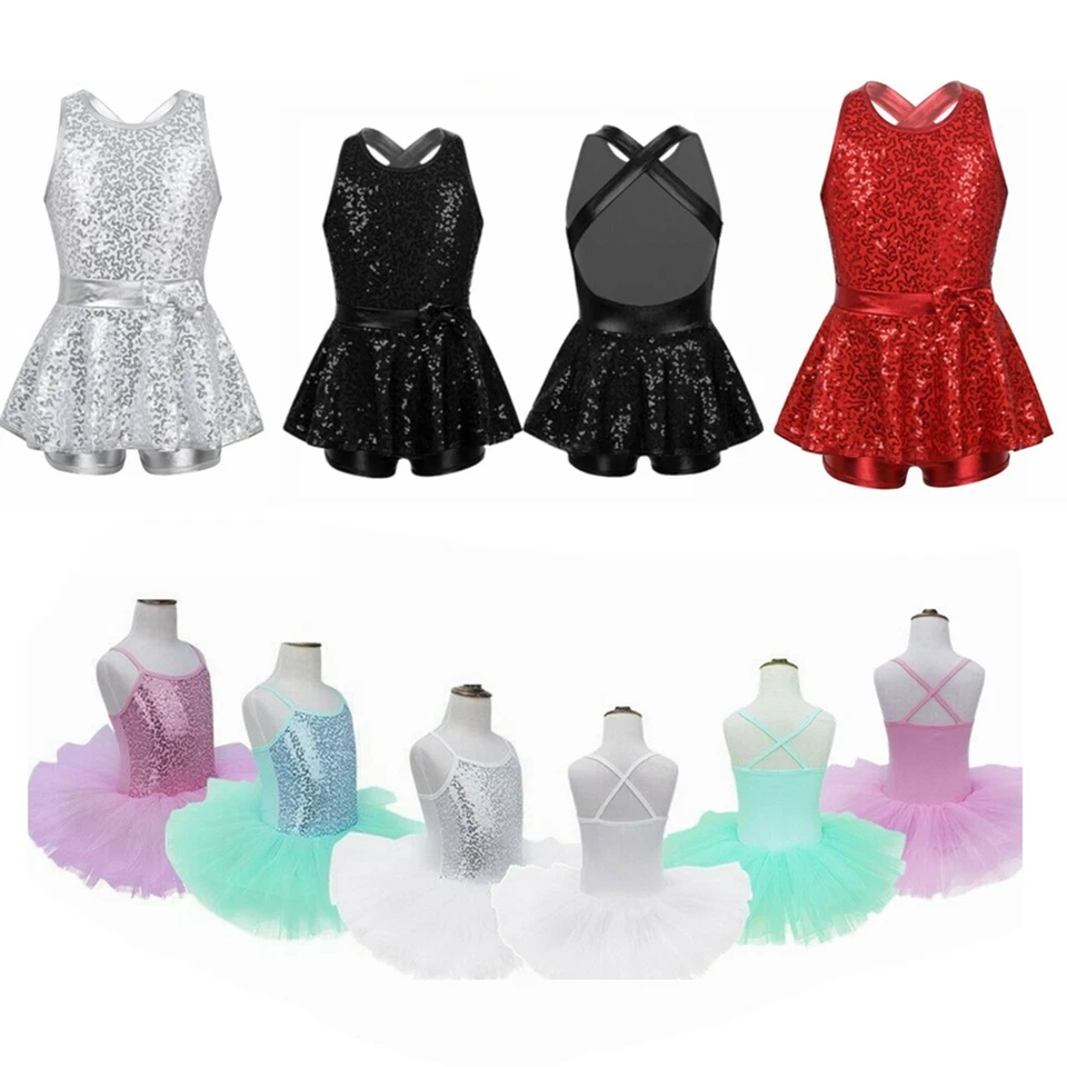 Girls Ballet Dance Dress Sequins Tutu Skirt Kid Modern Jazz Costume Dancewear - Image 1 of 1
