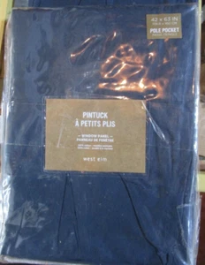 2 West Elm Pintuck royal blue  Drapes panels 42 X 63 curtains  New - Picture 1 of 2