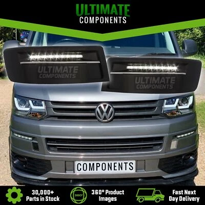 VW Transporter T5.1 Front LED DRL Kit Day Time Running Lights + Bumper Inserts - Image 1 of 4