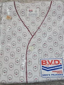vtg mens 70s shorty pajamas BVD short sleeve knee length USA Sz Large Design - Picture 1 of 6