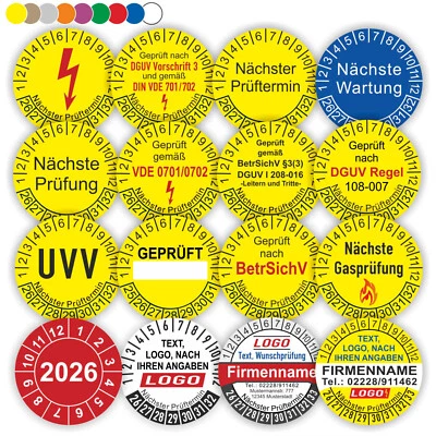 PRITENGEL Prüfplaketten DIN VDE DGUV UVV GUV Leitern Tritte Regal Prüfung Jahresplaketten