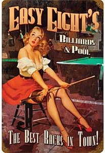 Letrero de acero Easy Eights billar y piscina pin up 440 mm x 290 mm (pst) - Imagen 1 de 1
