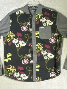 Trukfit Button Up Shirt Men’s Small Gray Floral Denim Long Sleeve 100% Cotton - Picture 1 of 11