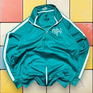 Not Of This World Trainingsjacke Y2K Herren XL grün weiß Full Zip Christian Sweater - Bild 1 von 12