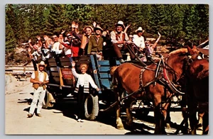 1970s Ponderosa Ranch, Nevada - TV's BONANZA - Cast Hayride Unposted Postcard - Picture 1 of 3