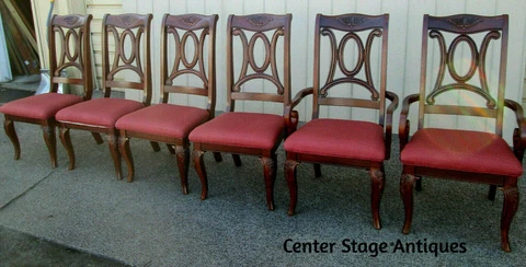 58935 Quality Set of 6  Solid Mahogany Dining Chairs GREEN RIVER WOOD Cover