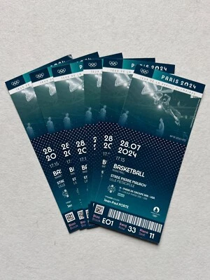 Paris 2024 Souvenir Olympic Ticket Basketball BK05 - SERBIA - USA - Image 1 of 4
