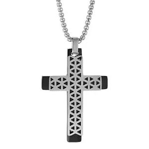 Stainless Steel Cross with Black IP - Picture 1 of 6