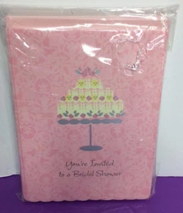 Bridal Shower Invitations 10ct Pink Yellow Cake American Greetings  - Picture 1 of 3