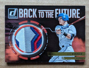 2016 DONRUSS BACK TO THE FUTURE MATERIALS GOLD #BFIK IAN KINSLER #8/10 PATCH