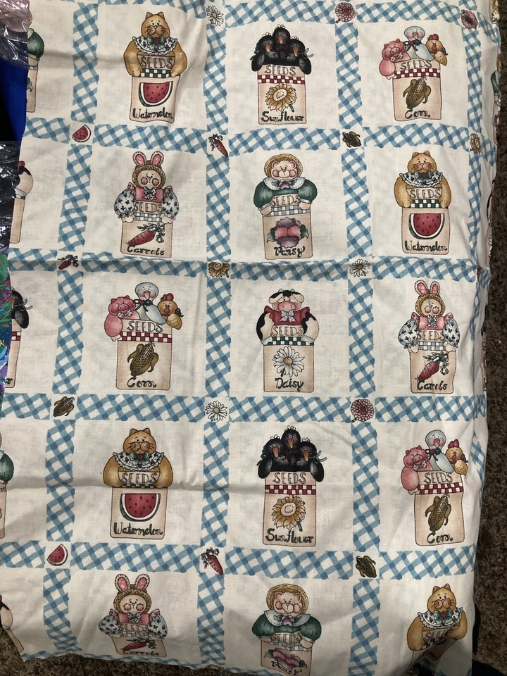 Vintage Fabric  45” Diana Marcum For Marcus Brothers Textiles  1 yd-garden seed - Image 1 of 2