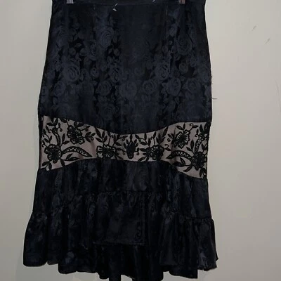 Tracy Reese NY Black Sheer Beaded Ruffled Front fancy silk Skirt Sz 6 New - Image 1 of 4