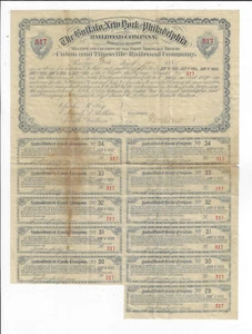 PENNSYLVANIA 1885 Buffalo New York & Philadelphia Railroad Bond Certificate - Picture 1 of 2