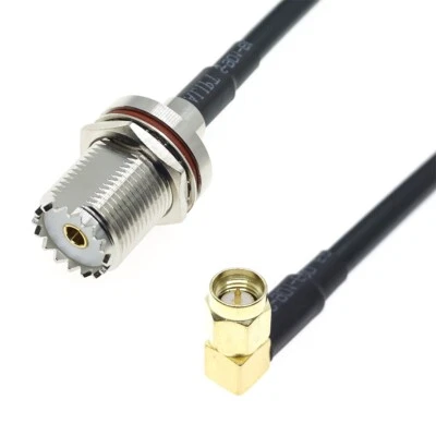 UHF female SO239 to SMA male right angle connector lot RF Coaxial Cable RG58 - Image 1 of 2