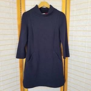 Boden Dress Andrea Jacquard Tunic Sz 4 Navy Boatneck Knit Pockets 3/4 Sleeves - Picture 1 of 11