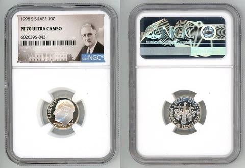 1998 S SILVER ROOSEVELT DIME 10C NGC PF 70 ULTRA CAMEO   R6 Cover
