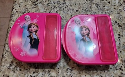 1 Disney Frozen Used Pink Lunch Container Box with Spoon & Fork by ZAK BPA Free - Image 1 of 4
