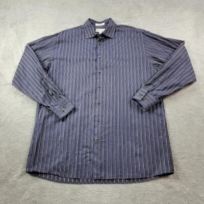 John W Nordstrom Shirt Men XL Tall Blue Striped Long Sleeve Office Career Button - Image 1 of 4