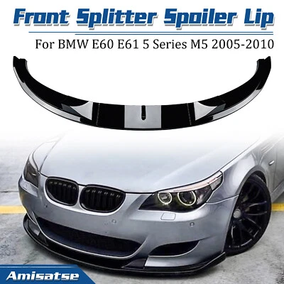 3x divisor de labios alerón delantero negro brillante para BMW Serie 5 E60 E61 M5 2005-2010 Foto 1 de 4