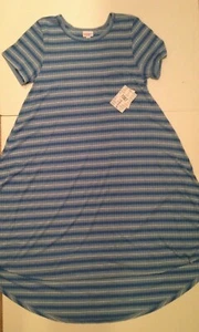 NEW NWT LuLaRoe Carly Dress Women's Size Large Blue White Stripe 1 Pocket Comfy - Bild 1 von 9