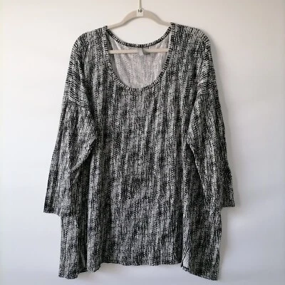 Kenar 女式黑色蛇纹大圆领套衫上衣,尺寸 3X — 第 1/4 张图片