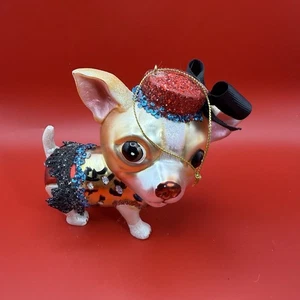 BESTPYSANKY CHIC CHIHUAHUA BLOWN GLASS CHRISTMAS ORNAMENT NWT - Picture 1 of 3