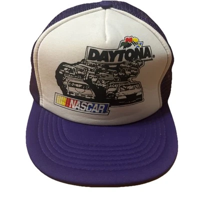 Vintage Daytona 500 Nascar Hat Cap Snapback Purple Mesh Trucker Summer - Image 1 of 4