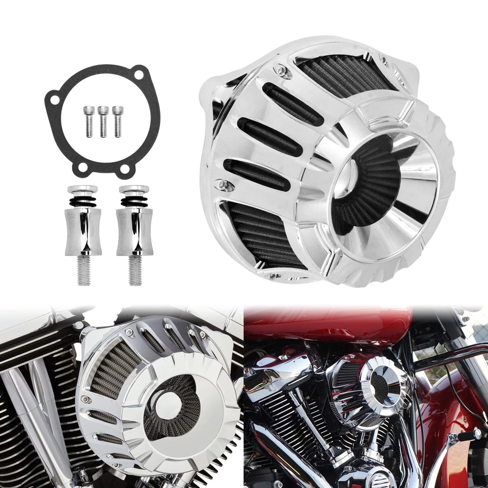 Filtro de aire cromado corte CNC admisión gris para Harley 00-15 Softail Fat Boy Breakout Foto 1 de 4