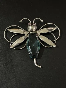Vintage Sterling Silver Figural flying Bug Insect brooch Rare 2.25 inch - Picture 1 of 13