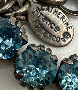 Tennisarmband Catherine Popesco Frankreich blau Kristall silberfarben mit Verlängerung - Bild 1 von 11