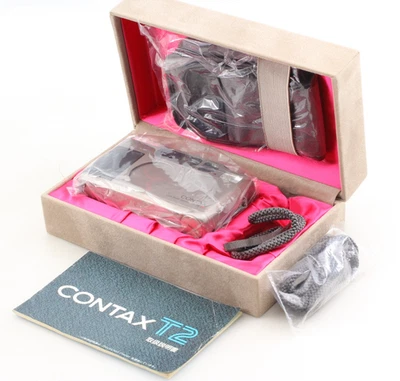 ▶️ [Top MINT in Case w/ Data Back] Contax T2 Titan Silver Film Camera From JAPAN - Image 1 of 4