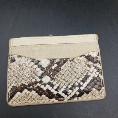 Tarjetero sin marca cuero vegano imitación piel de serpiente 3 ranuras pequeño marfil  Foto 1 de 4
