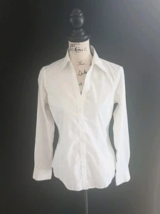 Camisa para mujer Brooks Brothers blanca de algodón con botones talla 6 ajustada manga larga - Imagen 1 de 14