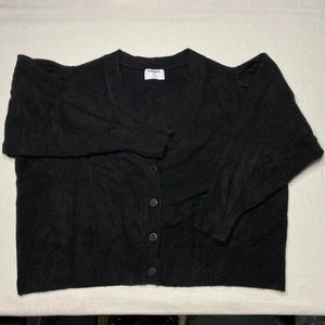 NEW Old Navy Womens Sweater sz XXL Black Button Up Cardigan Pleated Shoulders - Picture 1 of 24