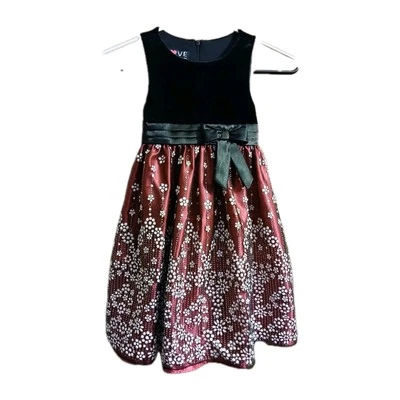 LOVE by Special Occasions Young Girl Celibate DRESS Sz 6 Blk/Pink Velvet#258C - Image 1 of 4