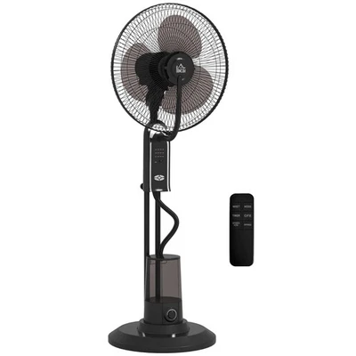 HOMCOM Ventilatore Nebulizzatore 3 Velocità e 3 Modalità con Telecomando Nero - Immagine 1 di 4