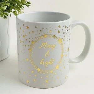 Tazza "Merry & Bright" design tri-coastal oro bianco - tazza caffè stella design USA - Foto 1 di 10