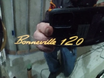 Bonneville 120 script top gas tank side panel sticker 1960-64 Triumph T120 each - Image 1 of 4