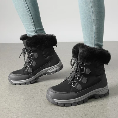 Botas impermeables de media pantorrilla para mujer cálidas forradas de piel sintética botas de nieve de invierno Foto 1 de 4