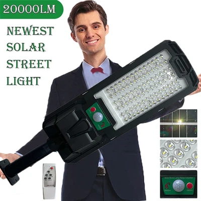 20000 LM LED Solar Straßenlampe mit Bewegungsmelder Straßenlaterne Solarleuchte/ - Bild 1 von 4