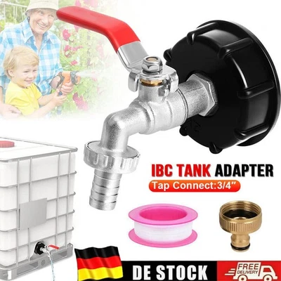 IBC Adapter mit Kugelhahn 3/4" Regenwasser 1000L Container Wassertank Kanister - Bild 1 von 4