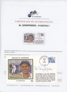 Al Gionfriddo Signed Auto FDC Brooklyn Dodgers 1947 World Series The Catch - Picture 1 of 1