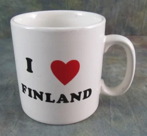 I Love Finland Red Heart Ceramic Coffee Mug Cup Made in England 3 1/4"Tall - Picture 1 of 4