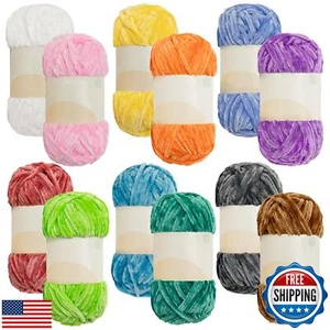 12 PCS Soft Chenille Yarn Velvet Yarn for Crocheting,Fluffy Yarn for Knitting - Picture 1 of 5