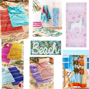 Catherine Lansfield Rainbow Pineapple Summer Unicorn Tropical Modern Beach Towel - Picture 1 of 9