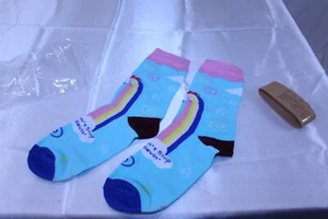 Novelty Ankle Socks Unicorns Don't Stop Believin' Design Size S / M - Picture 1 of 6