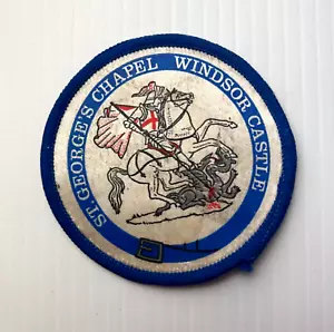 St. George's Chapel Windsor Castle Vintage Souvenir Round Patch Badge 7.5cm - Picture 1 of 2