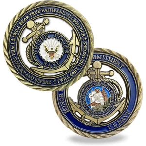 Moneda Desafío Medallón Coleccionista Hueco Bronce Marina de los Estados Unidos Valores Fundamentales - Imagen 1 de 4