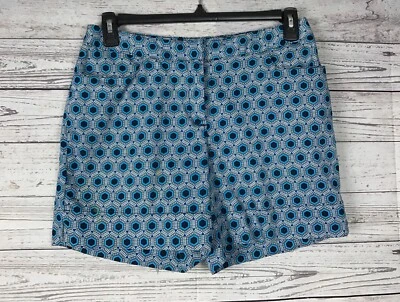 Pantalones Cortos Ellen Tracy Para Mujer Talla 8 Azul Marino Verde Azulado Geo Estampado Frente Plano Elastizados Foto 1 de 4