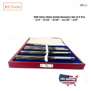 HSS Valve Stem Guide Reamers Set 5 Pcs 1/4" 9/32" 5/16" 11/32" 3/8" RSTOOLS - Picture 1 of 20